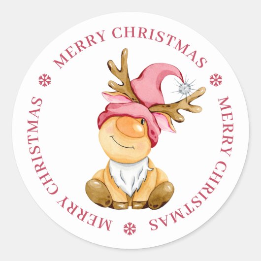 Kerstman rendier kabouter gepersonaliseerd ronde sticker (Voorkant)