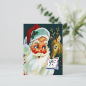  Kerstman & Rendier kerst Briefkaart (Staand voorkant)