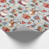 Kerstman & rendier kerstcadeau inpakpapier (Hoek)