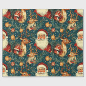 " Kerstman & Rendier Kerstmis Cadeaupapier (Vlak)