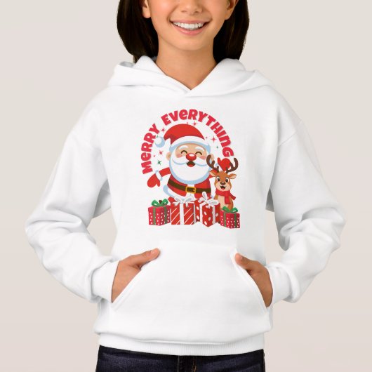 Kerstman & Rendier Kids Sweatshirt (Voorkant)