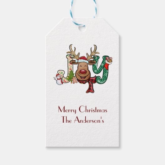 Kerstman rendier leuk Kerst vakantie Cadeaulabel (Voorkant)