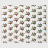 Kerstman rendier leuk Kerst vakantie Cadeaupapier (Vlak)