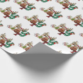 Kerstman rendier leuk Kerst vakantie Cadeaupapier (Hoek)