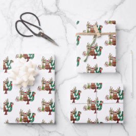 Kerstman rendier leuk Kerst vakantie Inpakpapier Vel
