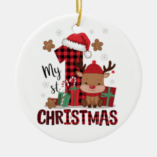 Kerstman rendier “Mijn 1e Kerstmis” Keramisch Ornament