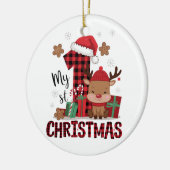 Kerstman rendier “Mijn 1e Kerstmis” Keramisch Ornament (Links)
