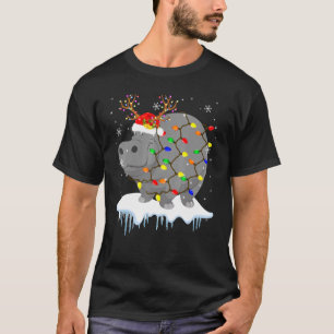 Kerstman Rendier Nijlpaard Kerst Licht Kerstman Re T-shirt
