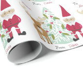 Kerstman rendier op maat van en naar naam cadeaupapier (Rol Hoek)