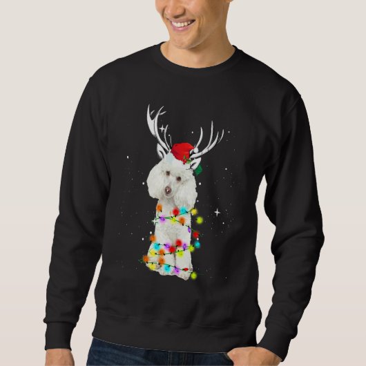 Kerstman Rendier Poodle Kerstverlichting Xmas Trui (Voorkant)