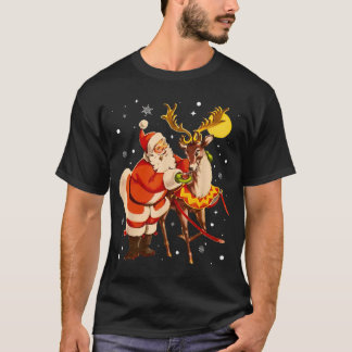 Kerstman Rendier Retro 1950s Vintage Kerst Vrouwen T-shirt