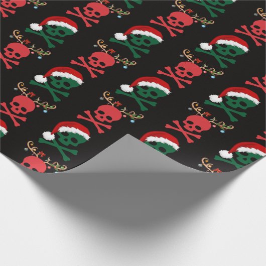 Kerstman rendier schedel en Botten Cadeaupapier (Hoek)