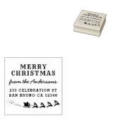 Kerstman & rendier slee kerst retour adres rubberstempel (Gestempeld)