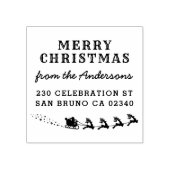 Kerstman & rendier slee kerst retour adres rubberstempel (Afrduk)