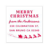 Kerstman & rendier slee kerst retour adres  zelfinktende stempel (Design)