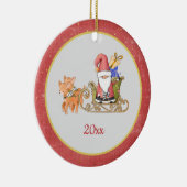 Kerstman Rendier slee naam jaar Keramisch Ornament (Rechts)