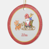 Kerstman Rendier slee naam jaar Keramisch Ornament (Links)
