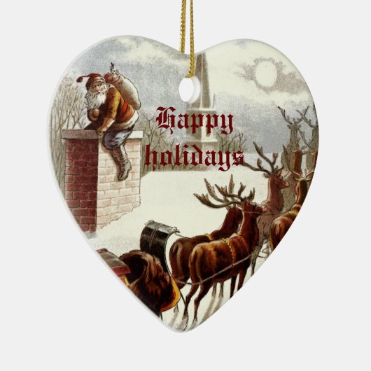 Kerstman rendier slee ornaments uit het verleden keramisch ornament (Rechts)