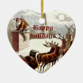 Kerstman rendier slee ornaments uit het verleden keramisch ornament (Voorkant)