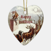 Kerstman rendier slee ornaments uit het verleden keramisch ornament (Links)