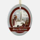 Kerstman rendier slee ornaments uit het verleden keramisch ornament (Rechts)