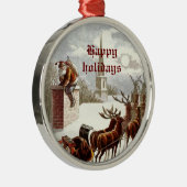 Kerstman rendier slee ornaments uit het verleden metalen ornament (Rechts)
