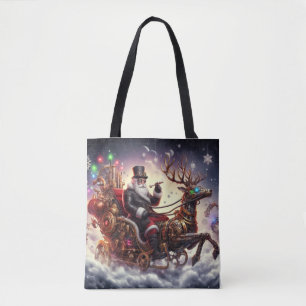 Kerstman/Rendier stoomtijd Kerstmis/winter Tote Bag