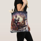 Kerstman/Rendier stoomtijd Kerstmis/winter Tote Bag (Dichtbij)