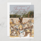 Kerstman rendier vakantiefoto kaart Grijs (Voorkant / Achterkant)