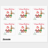 Kerstman rendier van voor cadeau vierkante sticker (Vel)