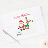 Kerstman rendier van voor cadeau vierkante sticker (Envelop)