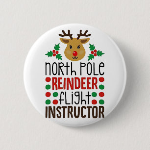 Kerstman rendier vluchtinstructeur Kerstmis Ronde Button 5,7 Cm