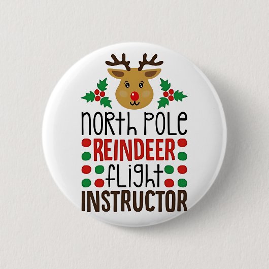 Kerstman rendier vluchtinstructeur Kerstmis  Ronde Button 5,7 Cm (Voorkant)