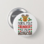 Kerstman rendier vluchtinstructeur Kerstmis  Ronde Button 5,7 Cm (Voorkant /achterkant)