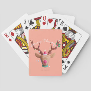 Kerstman rendier vrolijk kerstfeest  pokerkaarten