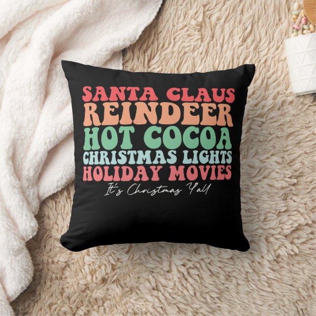 Kerstman Rendier Warme Chocolademelk Kerstverlicht Kussen (Deken)