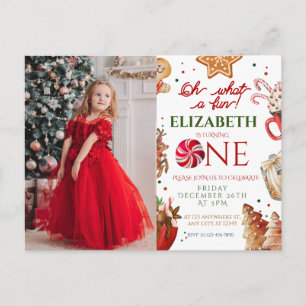 Kerstman rendier wat een leuke 1e verjaardag briefkaart