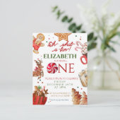 Kerstman rendier wat een leuke 1e verjaardag briefkaart (Staand voorkant)