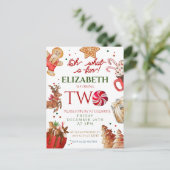 Kerstman rendier wat een leuke 2e verjaardag briefkaart (Staand voorkant)