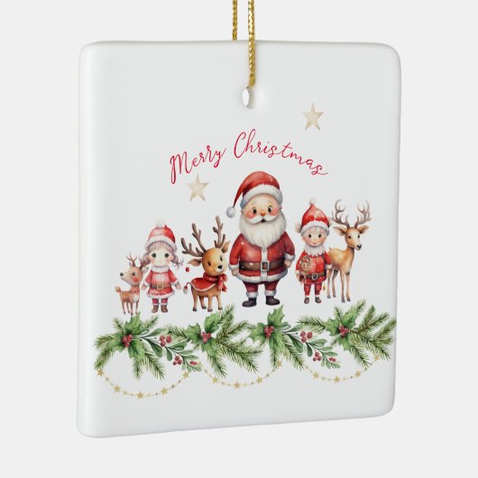 Kerstman, rendieren en Kinder kerstversiering: Sch Keramisch Ornament (Rechts)