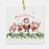 Kerstman, rendieren en Kinder kerstversiering: Sch Keramisch Ornament (Voorkant)