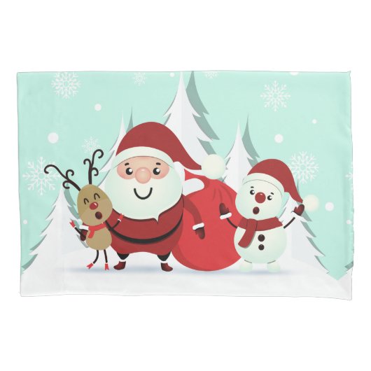 Kerstman, rendieren en Snowman-piloten Kussensloop (Voorkant)