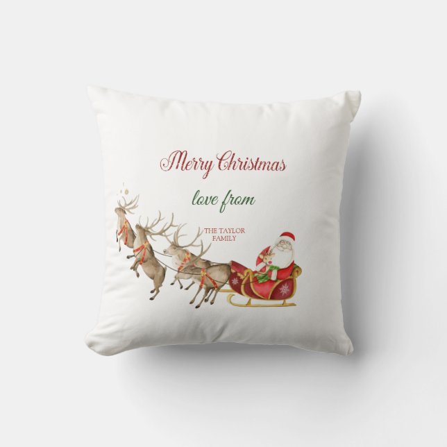 Kerstman rendieren slee Kerstmis Kussen (Voorkant)