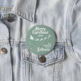 Kerstman rendieren slee vakantie familie ronde button 7,6 cm