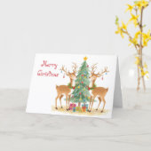 Kerstman rendierhelpers & whimsical Kerstmis Kaart (Gele Bloem)