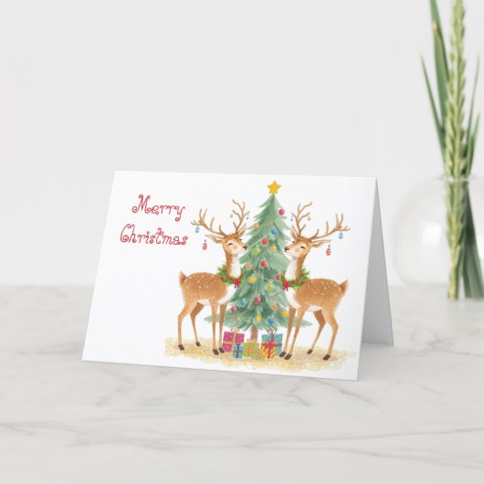 Kerstman rendierhelpers & whimsical Kerstmis Kaart (Voorkant)