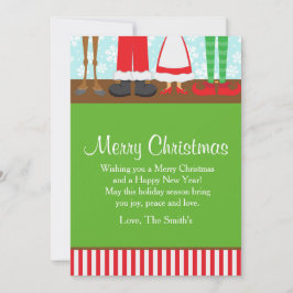 Kerstman rendiervoeten feestdagenkaart