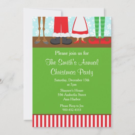 Kerstman rendiervoeten kaart (Voorkant)