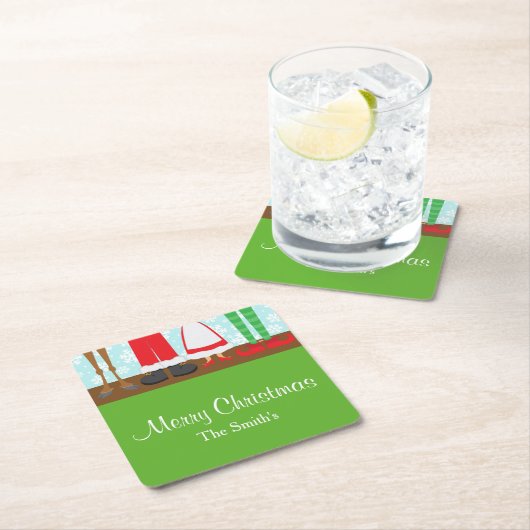 Kerstman rendiervoeten kartonnen onderzetters (Insitu)