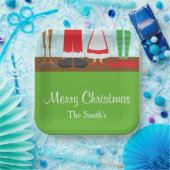 Kerstman rendiervoeten papieren bordje (Feest)